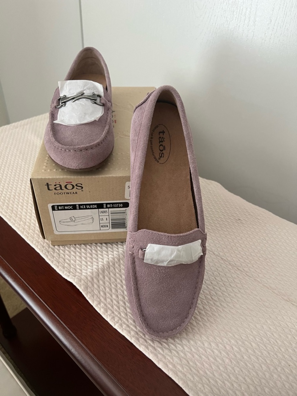 Taos moccasin women lavender mauve Suede Bit Loafers in Dusty